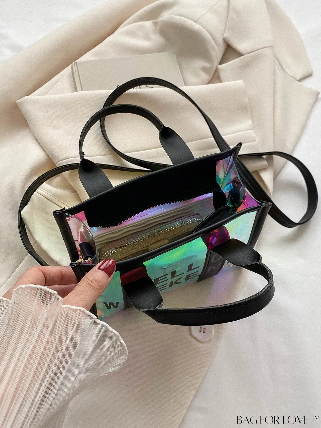BagForLove - Graphic Transparent Jelly Bag: Summer Handheld Crossbody Purse - Chic & Stylish
