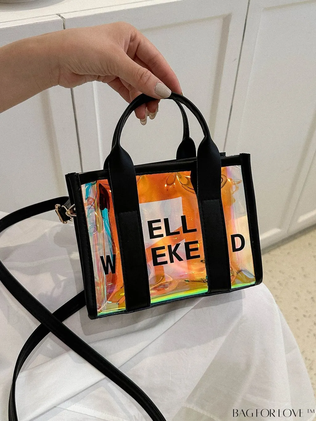 BagForLove - Graphic Transparent Jelly Bag: Summer Handheld Crossbody Purse - Chic & Stylish