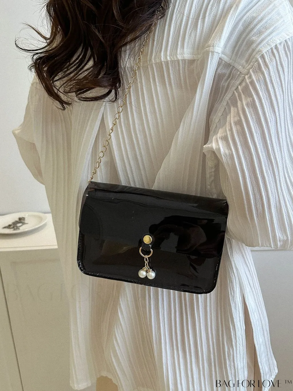 BagForLove - New Arrival: Mini Flap Shoulder Bag with Faux Pearl Embellishment