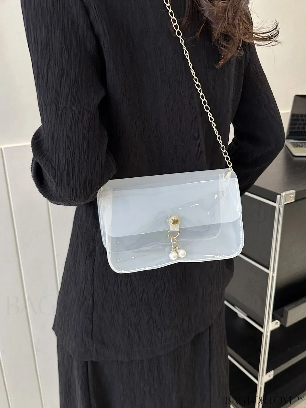 BagForLove - New Arrival: Mini Flap Shoulder Bag with Faux Pearl Embellishment