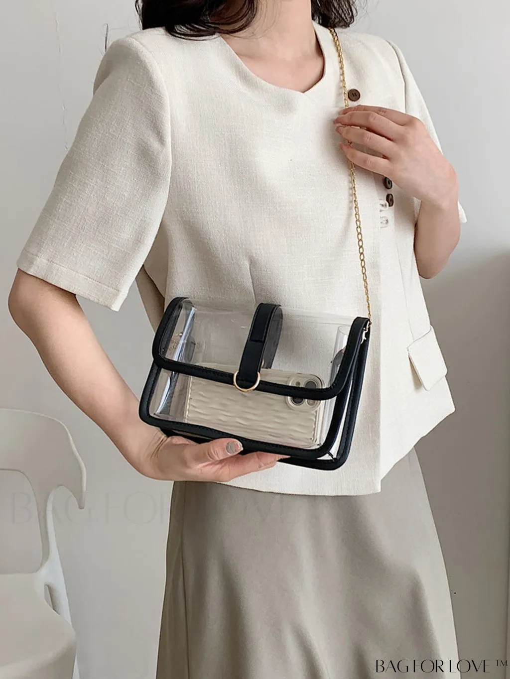 BagForLove - PVC Clear Chain Crossbody Bag for Women