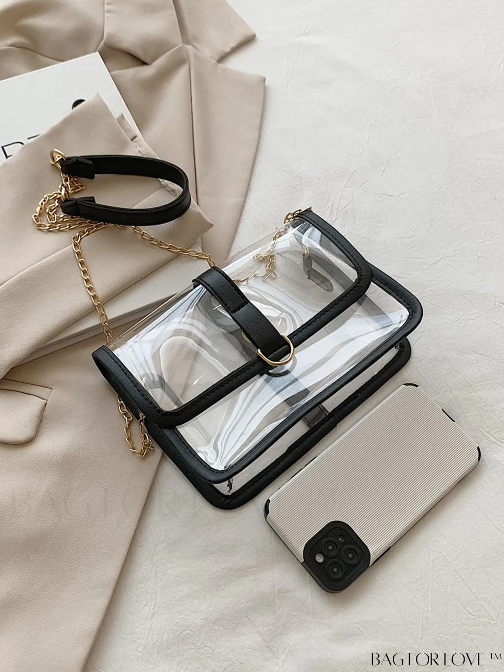 BagForLove - PVC Clear Chain Crossbody Bag for Women