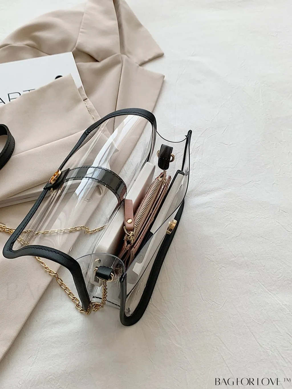 BagForLove - PVC Clear Chain Crossbody Bag for Women
