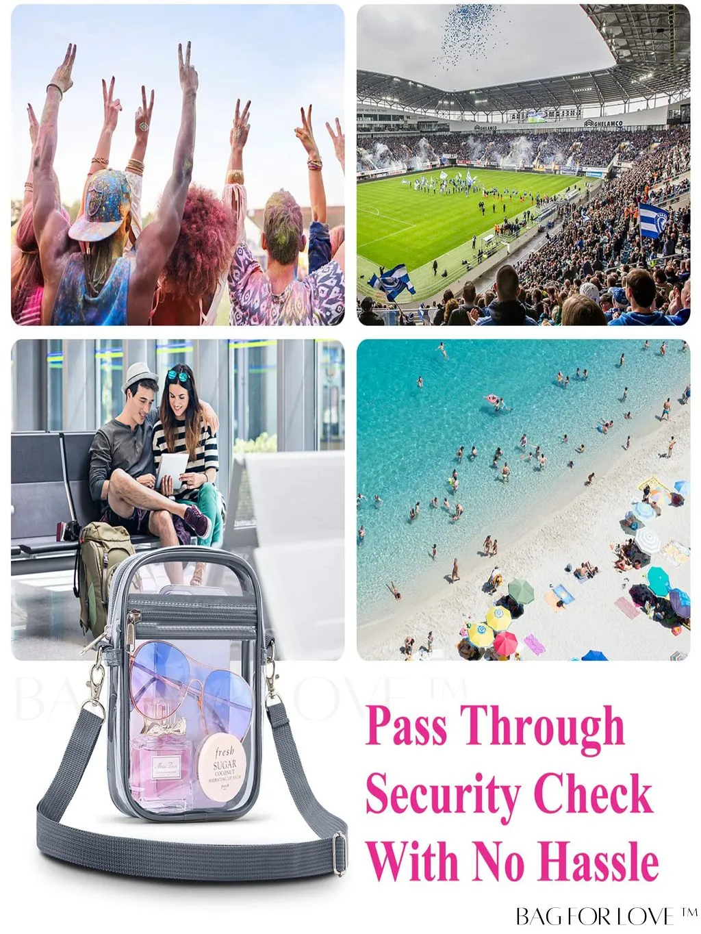 BagForLove - PVC Clear Crossbody Beach Bag: Transparent, Shoulder Carry, & Stylish Storage Solution