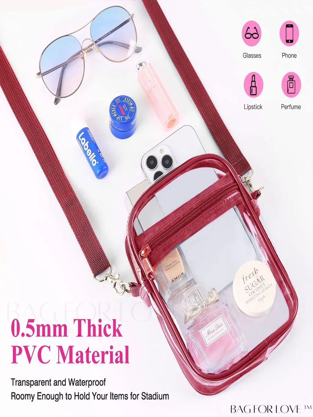 BagForLove - PVC Clear Crossbody Beach Bag: Transparent, Shoulder Carry, & Stylish Storage Solution