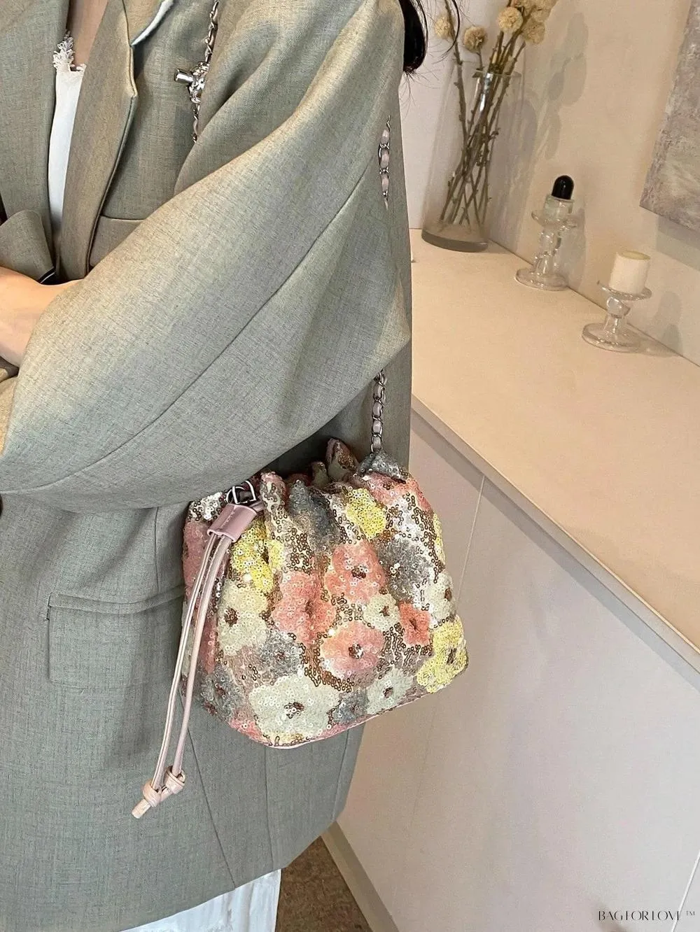 BagForLove - Shining Fashionable Shoulder Bag with Chain Strap for Daily Use by Women