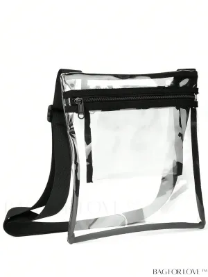 BagForLove - Stadium-Approved Clear Crossbody Bag: Fashionable PVC Zipper Shoulder Bag for Events & Festivals
