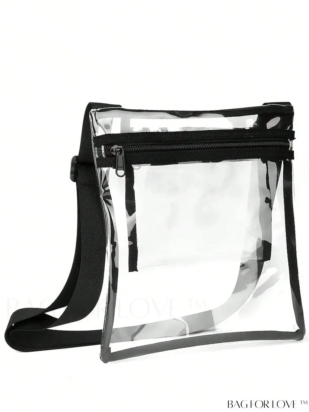 BagForLove - Stadium-Approved Clear Crossbody Bag: Fashionable PVC Zipper Shoulder Bag for Events & Festivals