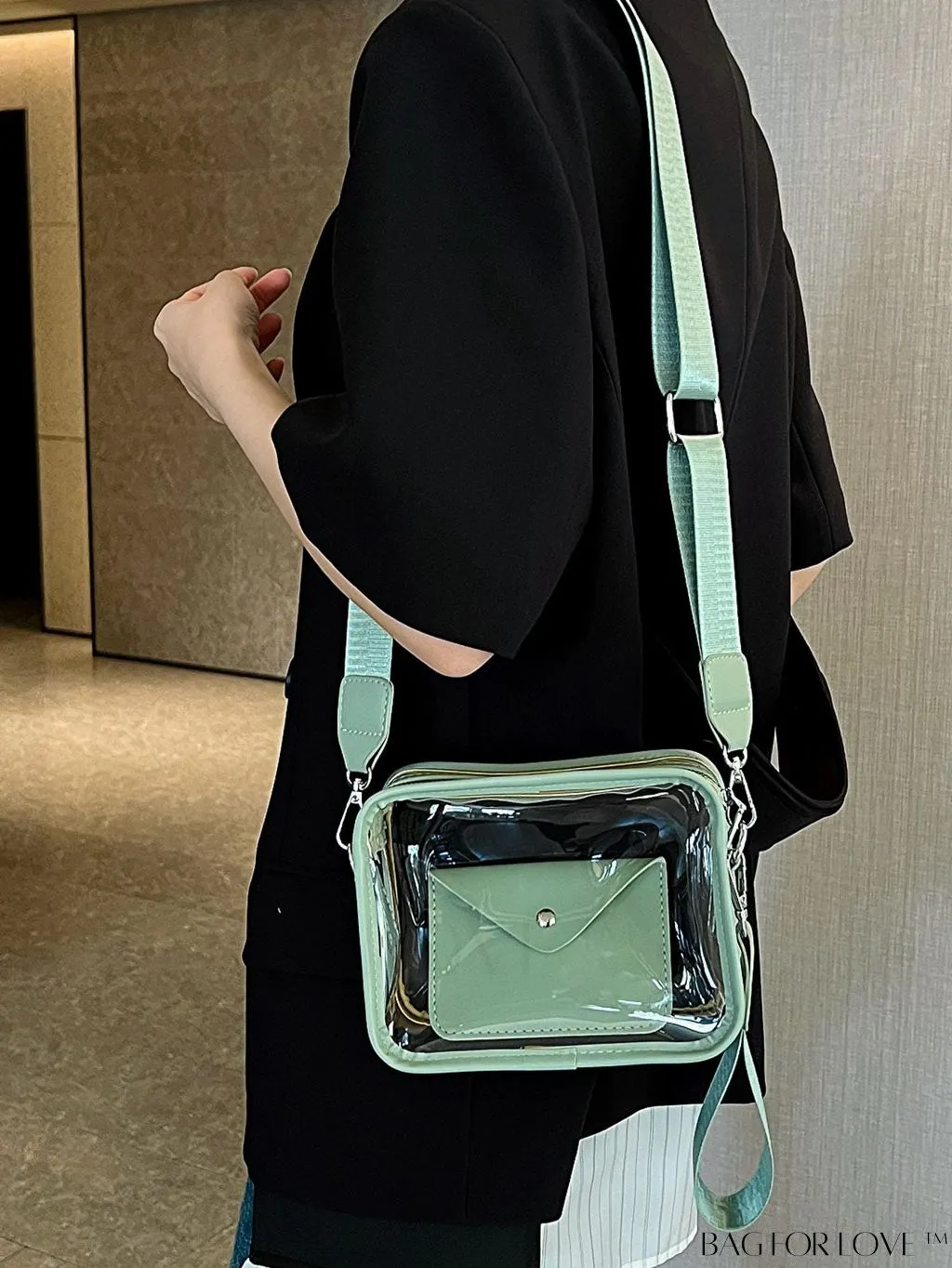 BagForLove - Stadium Approved Mini Clear Crossbody Bag Set: Fashionable Transparent PVC with Coin Purse for Women