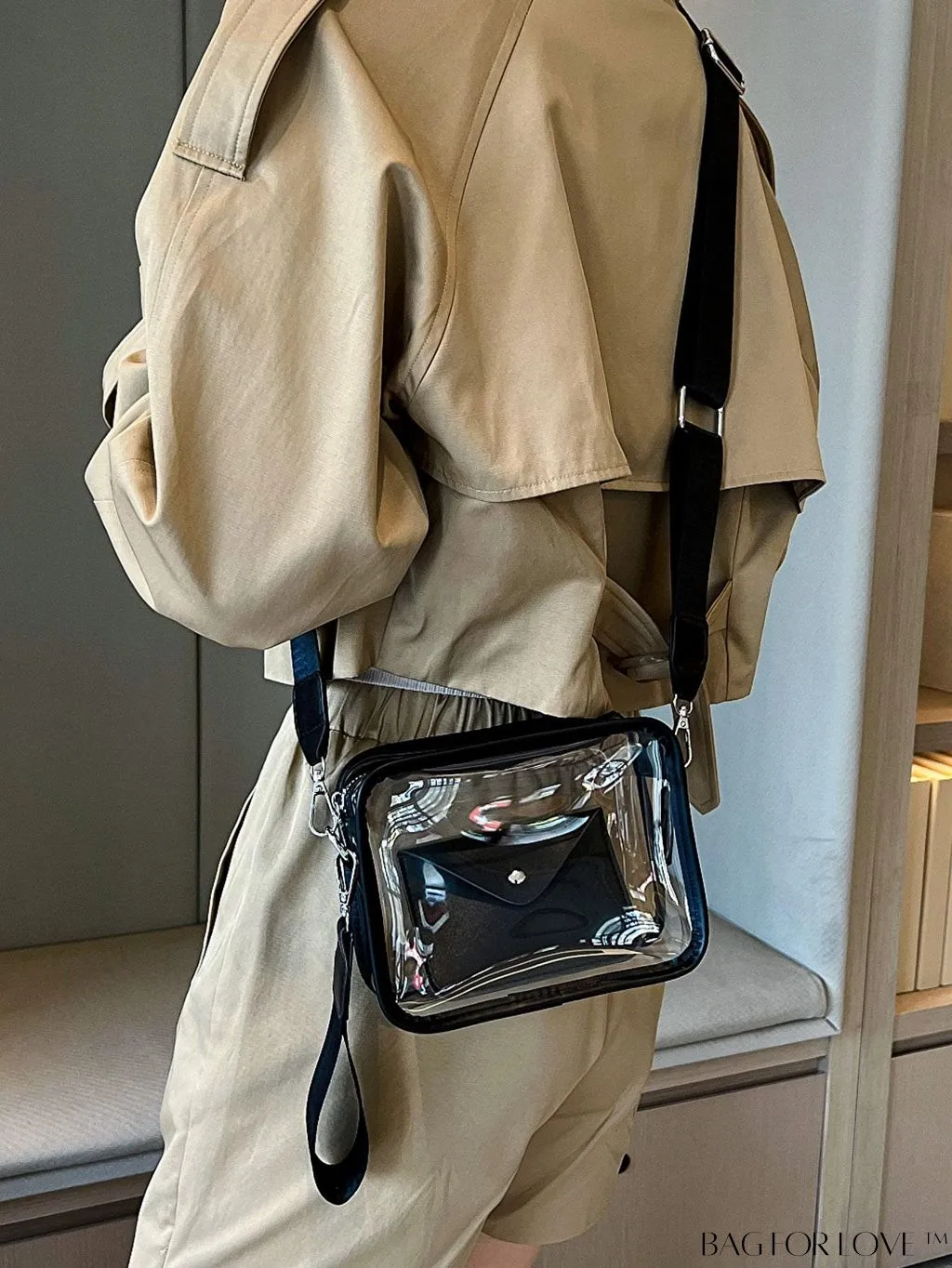 BagForLove - Stadium Approved Mini Clear Crossbody Bag Set: Fashionable Transparent PVC with Coin Purse for Women