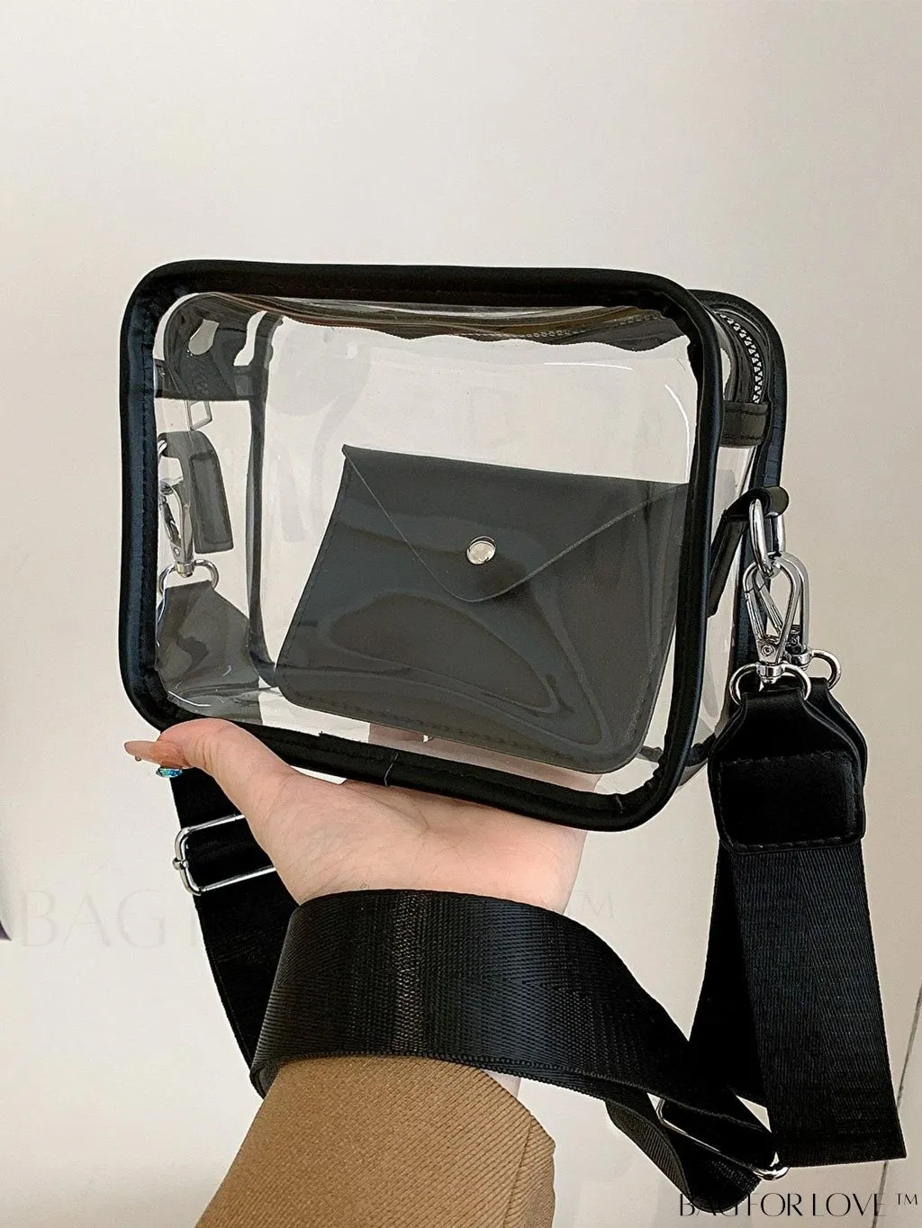 BagForLove - Stadium Approved Mini Clear Crossbody Bag Set: Fashionable Transparent PVC with Coin Purse for Women