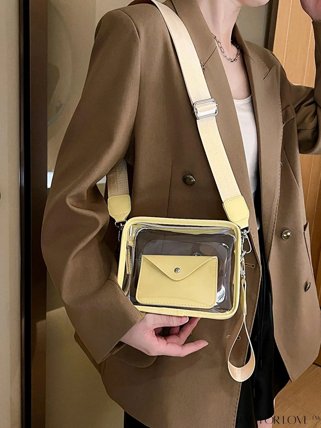 BagForLove - Stadium Approved Mini Clear Crossbody Bag Set: Fashionable Transparent PVC with Coin Purse for Women