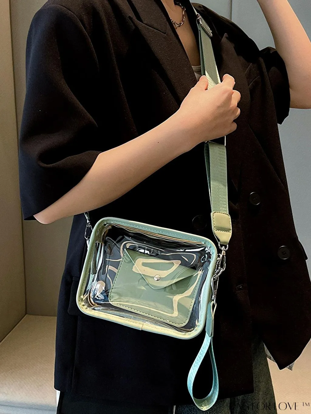 BagForLove - Stadium Approved Mini Clear Crossbody Bag Set: Fashionable Transparent PVC with Coin Purse for Women