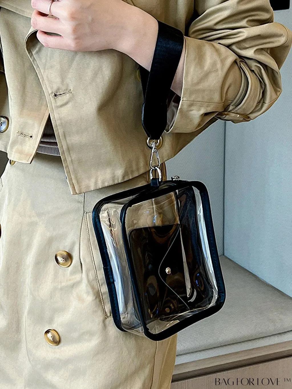 BagForLove - Stadium Approved Mini Clear Crossbody Bag Set: Fashionable Transparent PVC with Coin Purse for Women