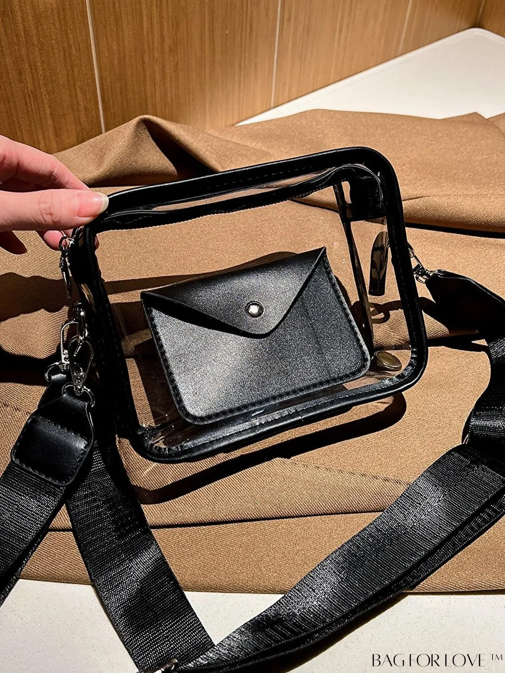 BagForLove - Stadium Approved Mini Clear Crossbody Bag Set: Fashionable Transparent PVC with Coin Purse for Women