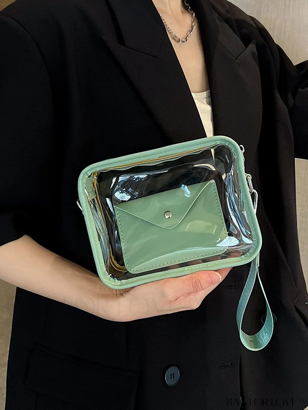 BagForLove - Stadium Approved Mini Clear Crossbody Bag Set: Fashionable Transparent PVC with Coin Purse for Women