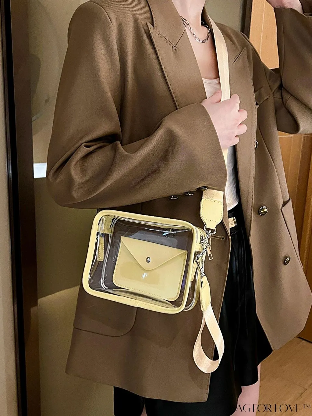 BagForLove - Stadium Approved Mini Clear Crossbody Bag Set: Fashionable Transparent PVC with Coin Purse for Women