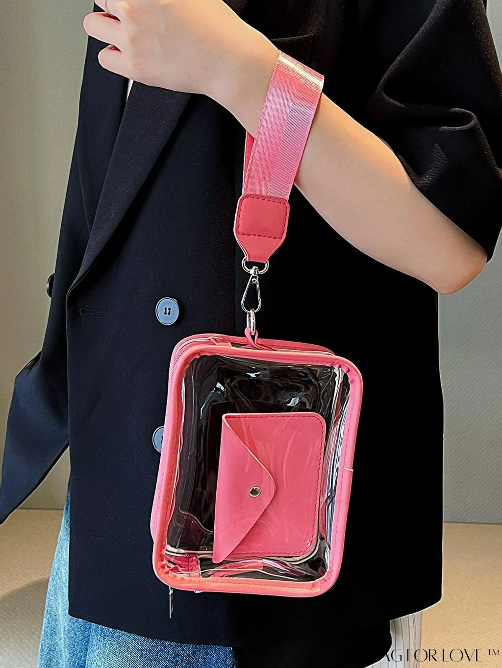 BagForLove - Stadium Approved Mini Clear Crossbody Bag Set: Fashionable Transparent PVC with Coin Purse for Women