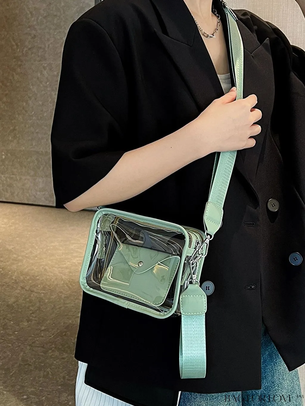 BagForLove - Stadium Approved Mini Clear Crossbody Bag Set: Fashionable Transparent PVC with Coin Purse for Women