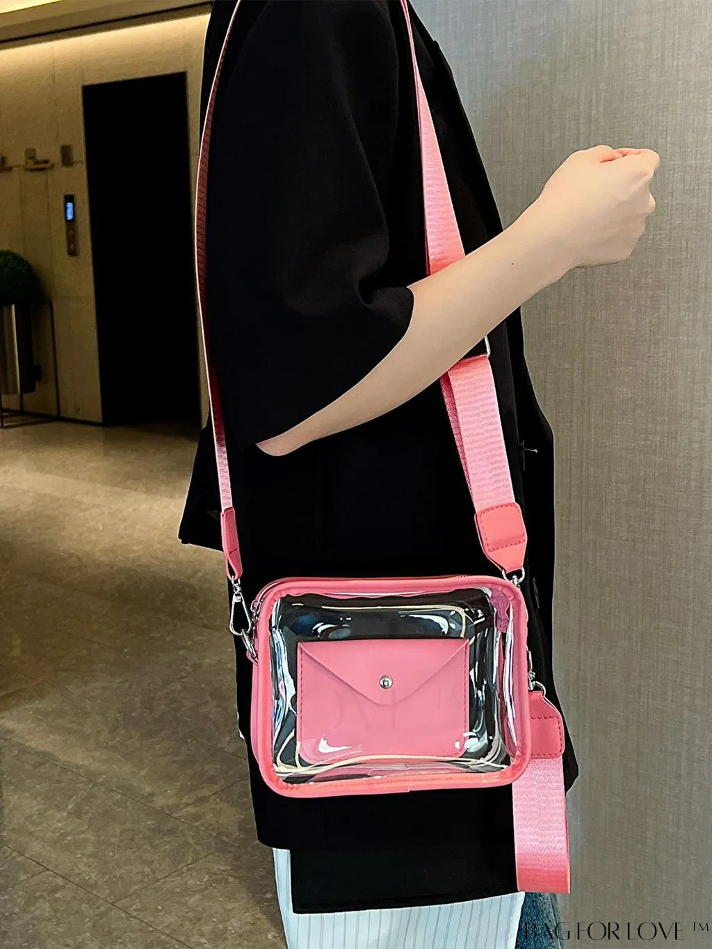 BagForLove - Stadium Approved Mini Clear Crossbody Bag Set: Fashionable Transparent PVC with Coin Purse for Women