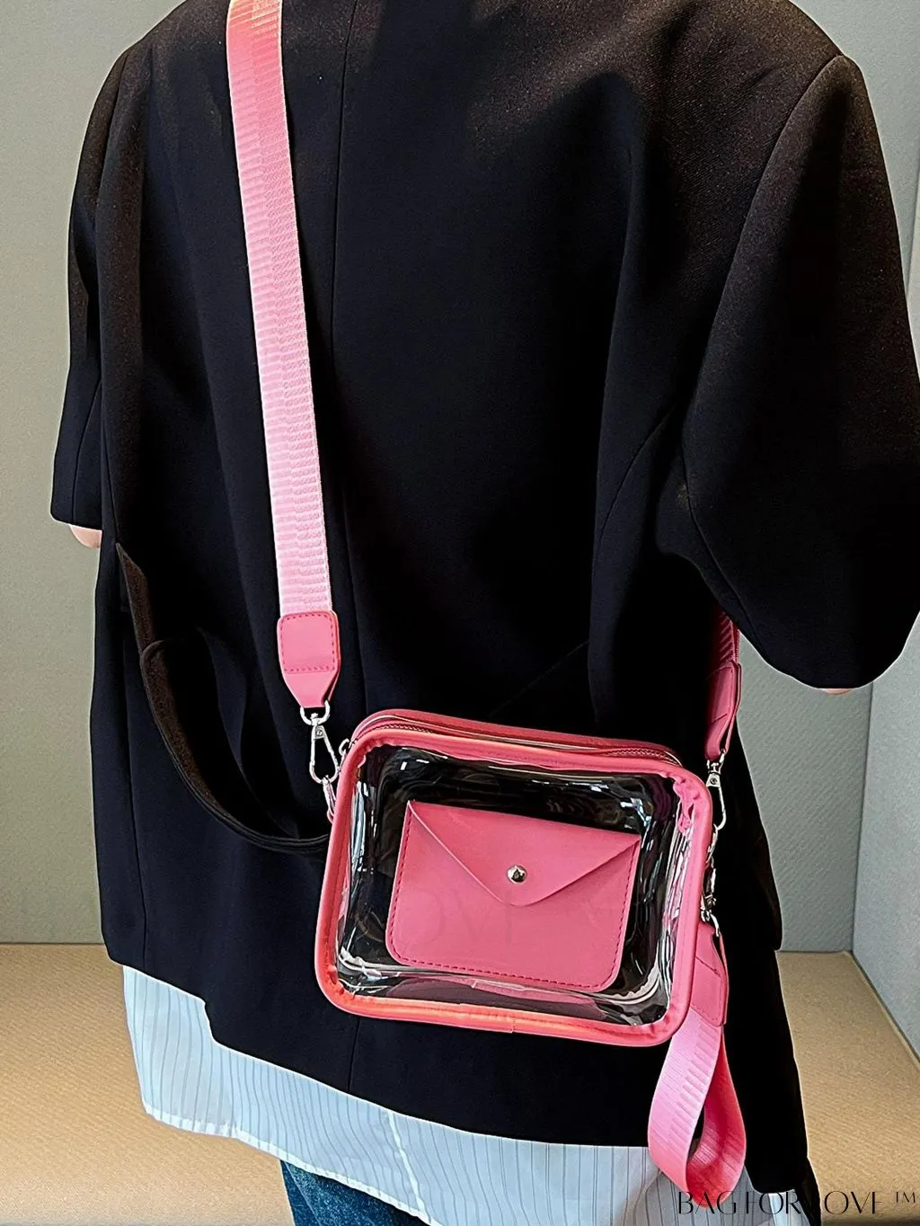 BagForLove - Stadium Approved Mini Clear Crossbody Bag Set: Fashionable Transparent PVC with Coin Purse for Women
