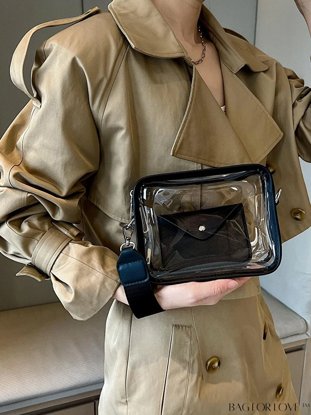 BagForLove - Stadium Approved Mini Clear Crossbody Bag Set: Fashionable Transparent PVC with Coin Purse for Women