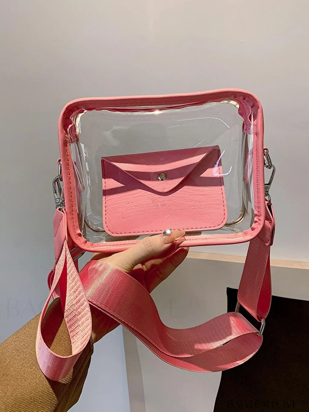 BagForLove - Stadium Approved Mini Clear Crossbody Bag Set: Fashionable Transparent PVC with Coin Purse for Women