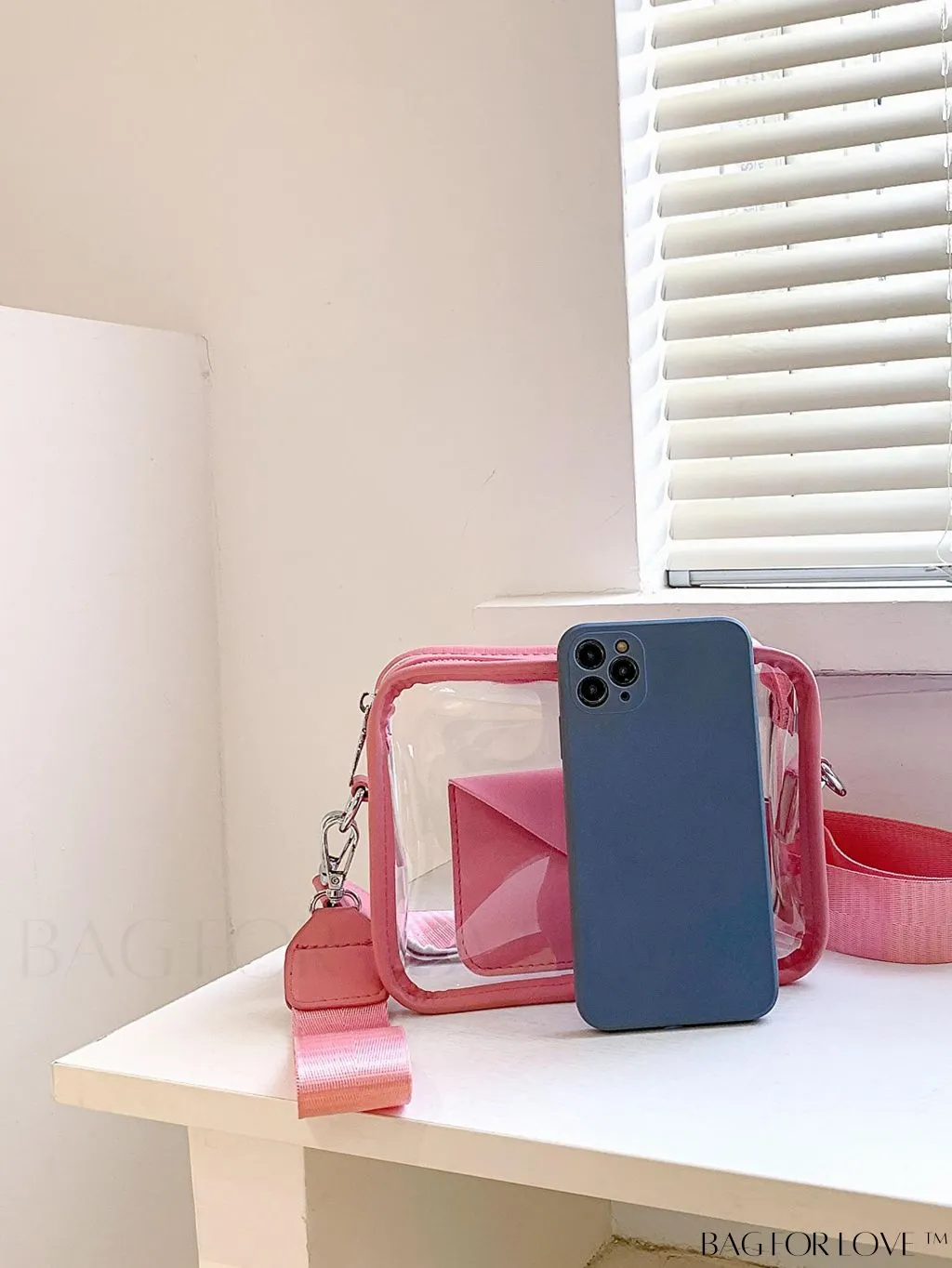 BagForLove - Stadium Approved Mini Clear Crossbody Bag Set: Fashionable Transparent PVC with Coin Purse for Women