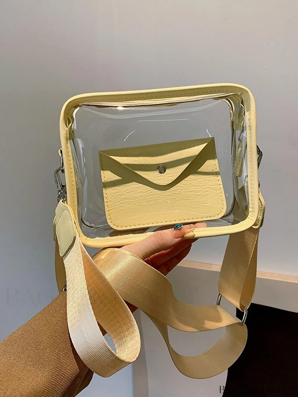BagForLove - Stadium Approved Mini Clear Crossbody Bag Set: Fashionable Transparent PVC with Coin Purse for Women