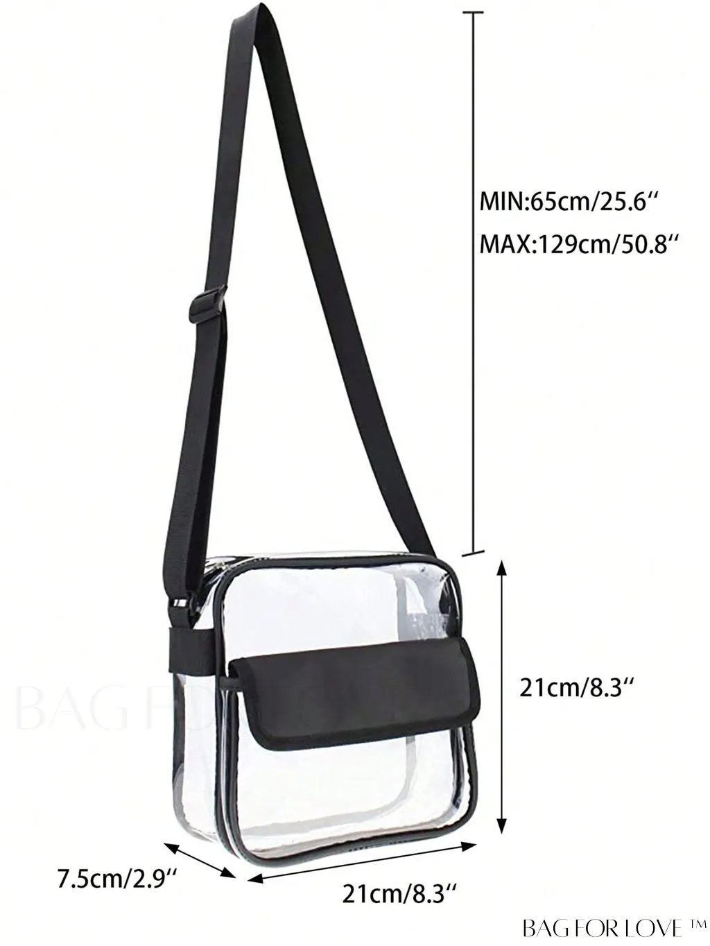 BagForLove - Stadium-Approved Transparent Crossbody Bag: Clear Messenger Tote for Work, Sports, and Events