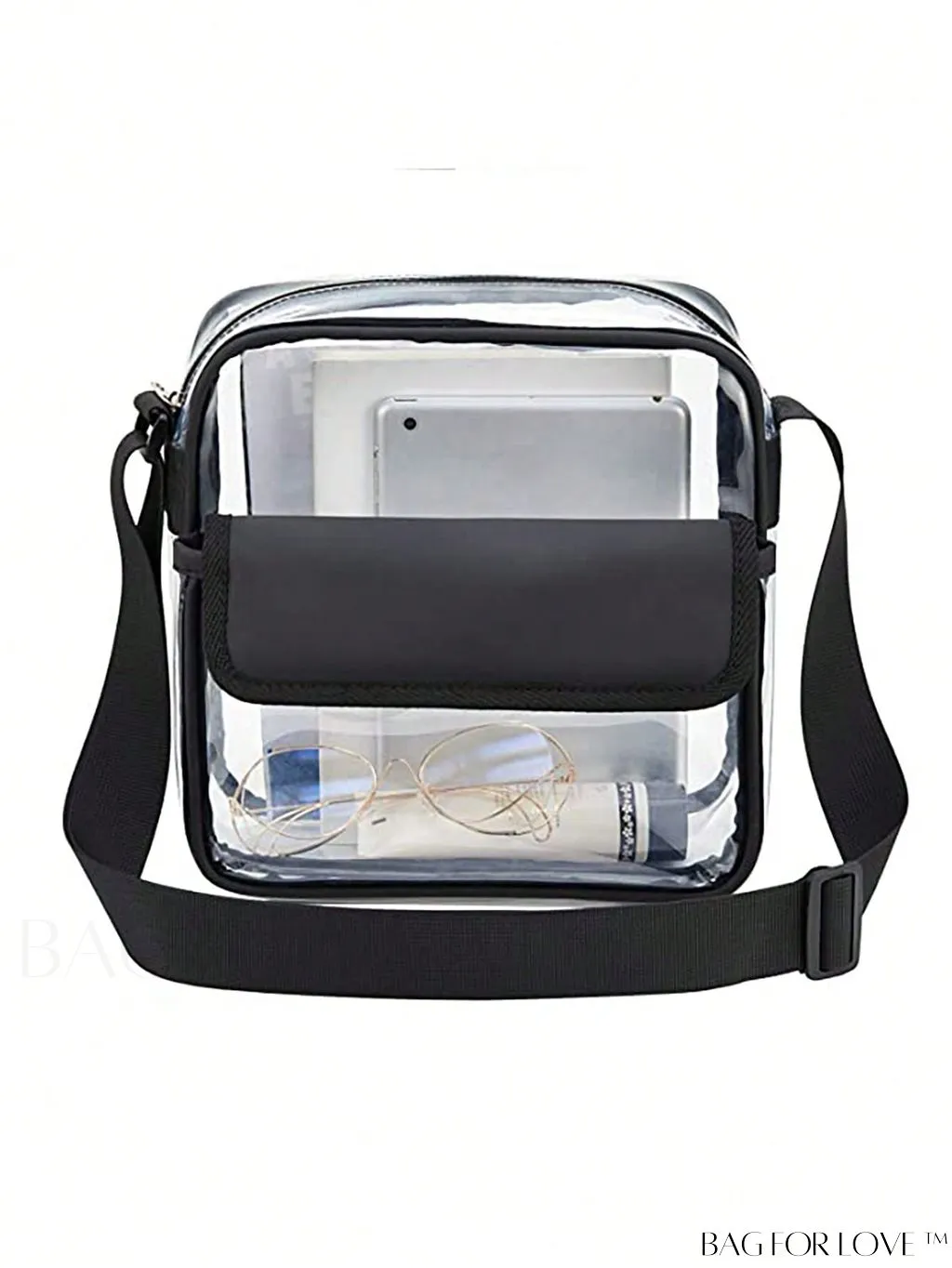 BagForLove - Stadium-Approved Transparent Crossbody Bag: Clear Messenger Tote for Work, Sports, and Events