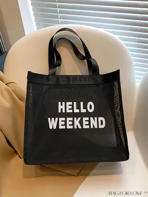 BagForLove - Stylish & Practical Black Mesh Tote: Ideal for Travel & Daily Commutes