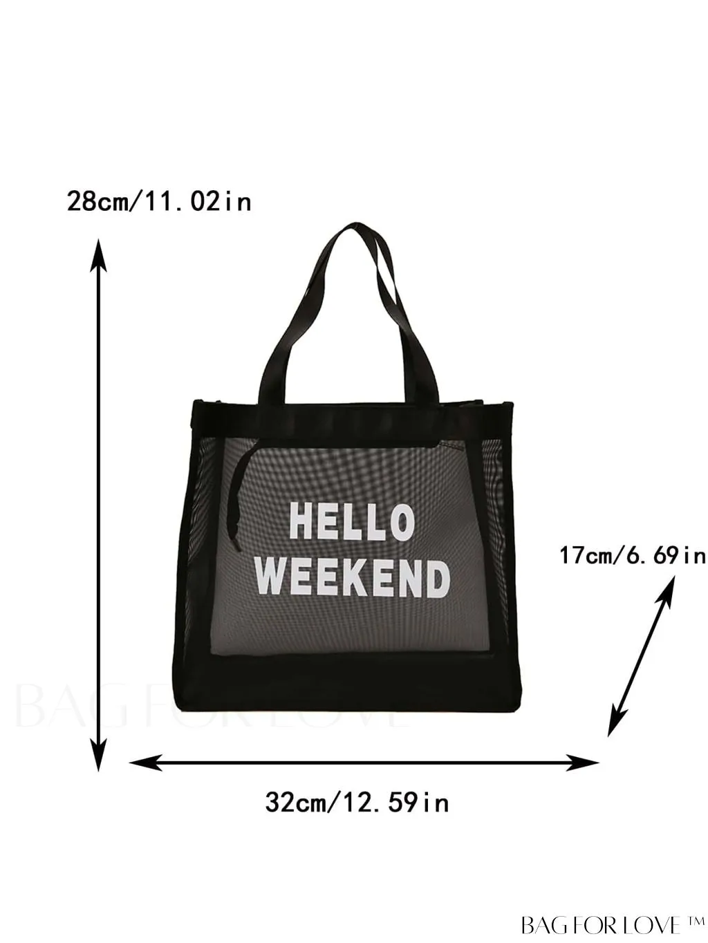 BagForLove - Stylish & Practical Black Mesh Tote: Ideal for Travel & Daily Commutes