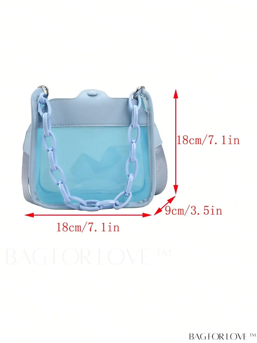BagForLove - Stylish Mini Chain Square Bag - Elegant Black and Clear Fashion Accessory