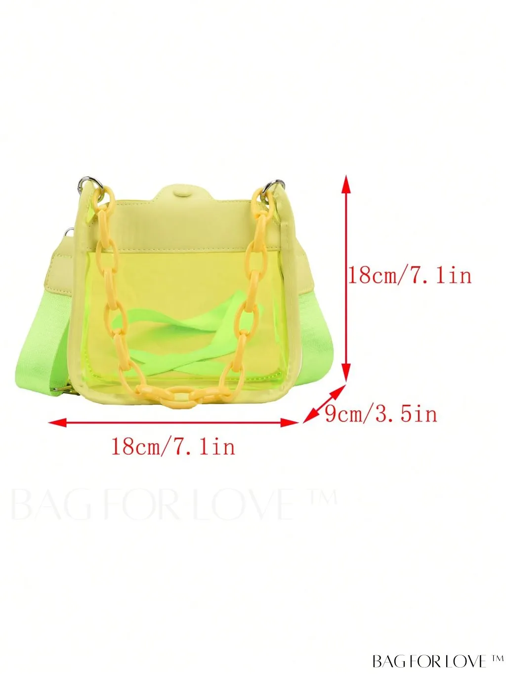 BagForLove - Stylish Mini Chain Square Bag - Elegant Black and Clear Fashion Accessory