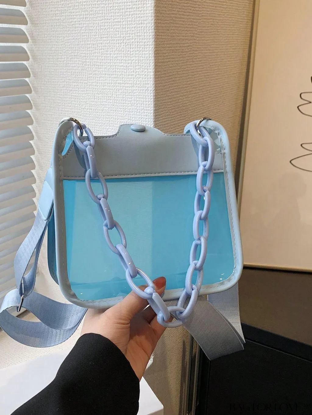 BagForLove - Stylish Mini Chain Square Bag - Elegant Black and Clear Fashion Accessory