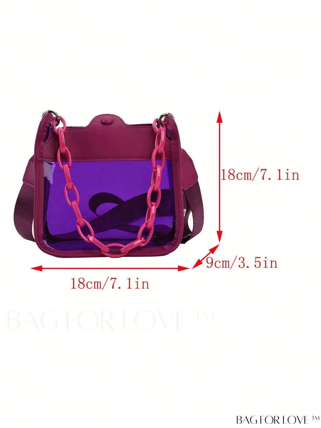 BagForLove - Stylish Mini Chain Square Bag - Elegant Black and Clear Fashion Accessory