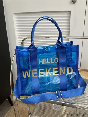 BagForLove - Stylish PVC Tote Bag for Women with Transparent Design and Letter Print