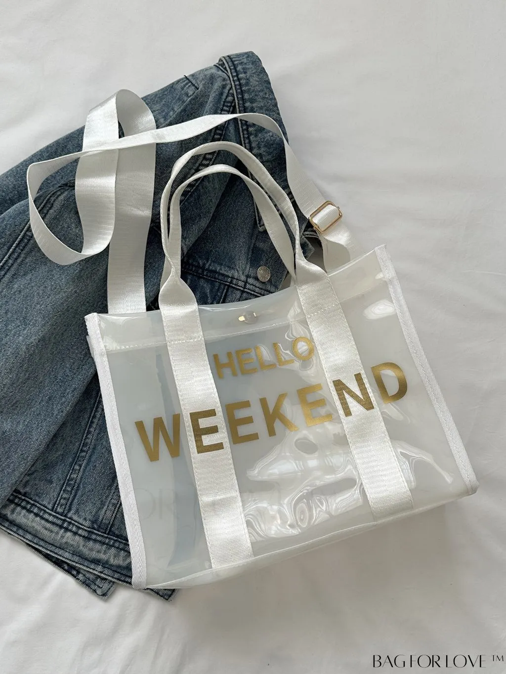 BagForLove - Stylish PVC Tote Bag for Women with Transparent Design and Letter Print