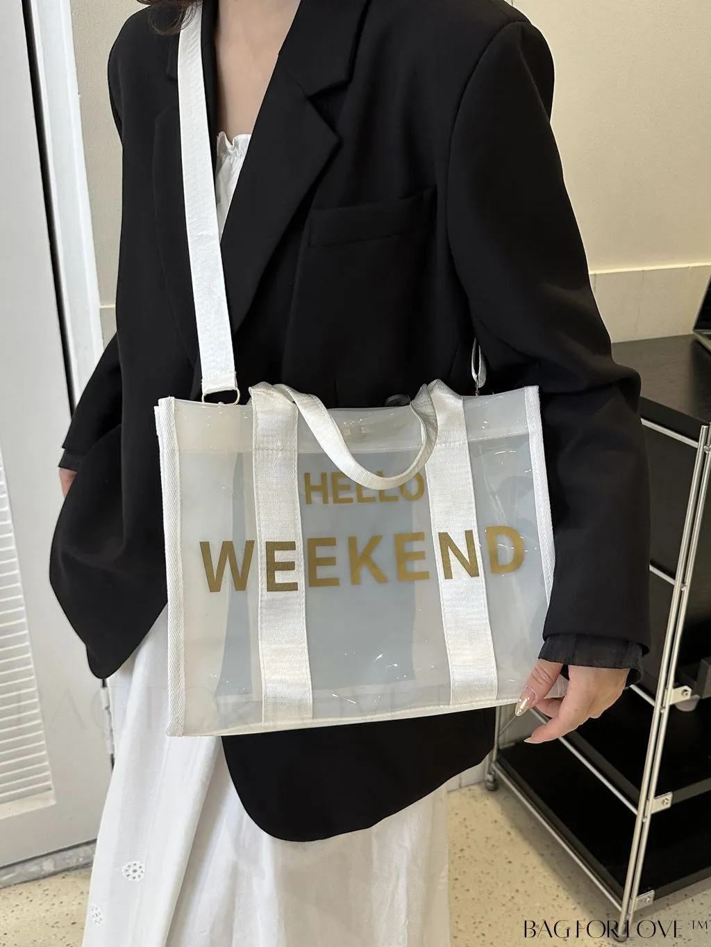 BagForLove - Stylish PVC Tote Bag for Women with Transparent Design and Letter Print