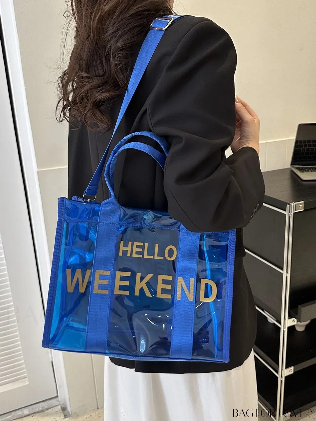 BagForLove - Stylish Transparent PVC Tote Bag for Fashionable Women with Letter Print