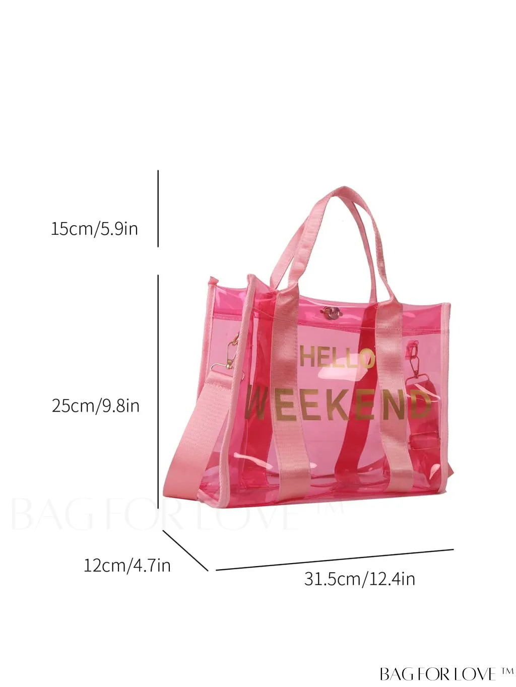 BagForLove - Stylish Transparent PVC Tote Bag for Fashionable Women with Letter Print