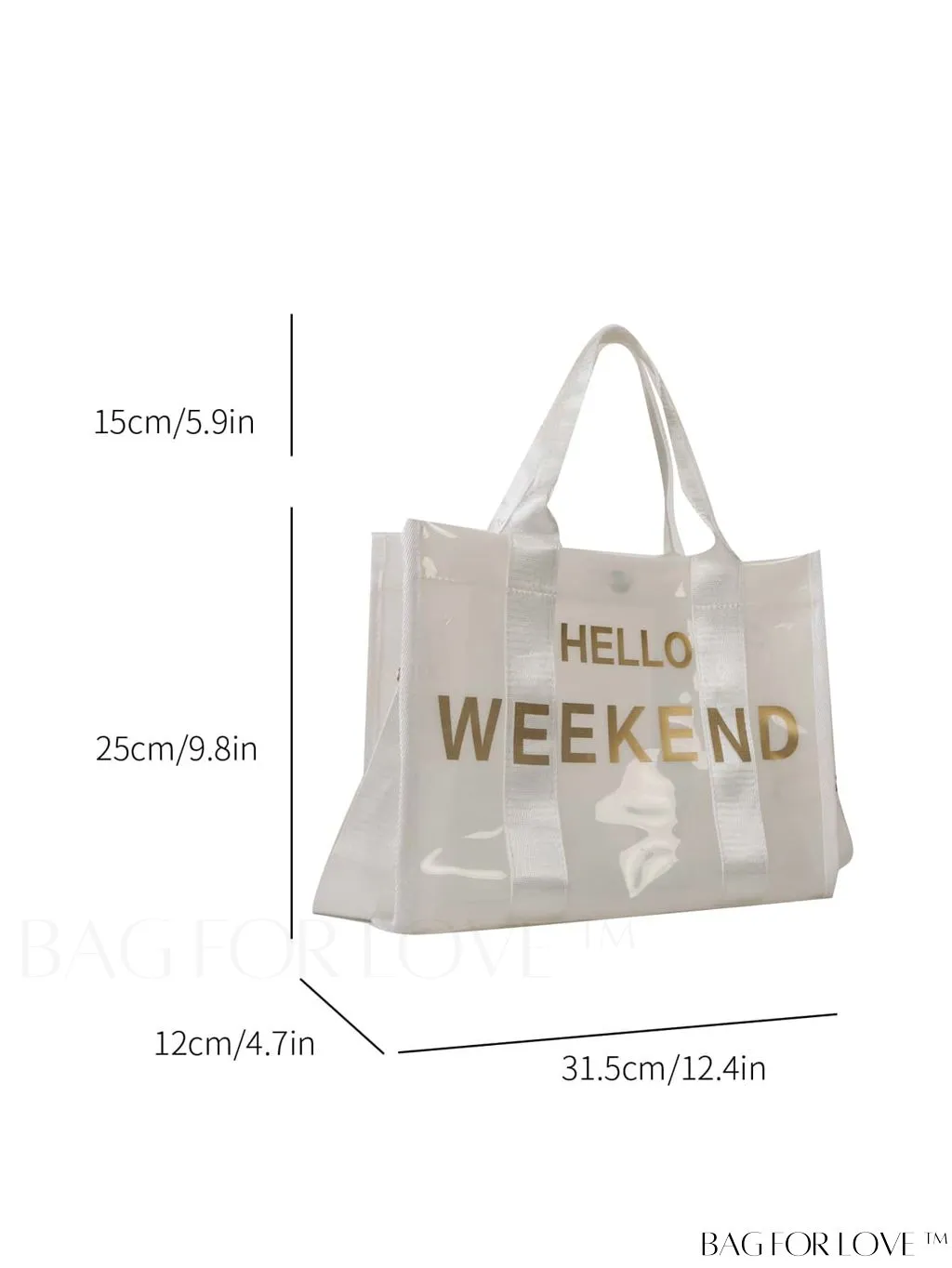 BagForLove - Stylish Transparent PVC Tote Bag for Fashionable Women with Letter Print