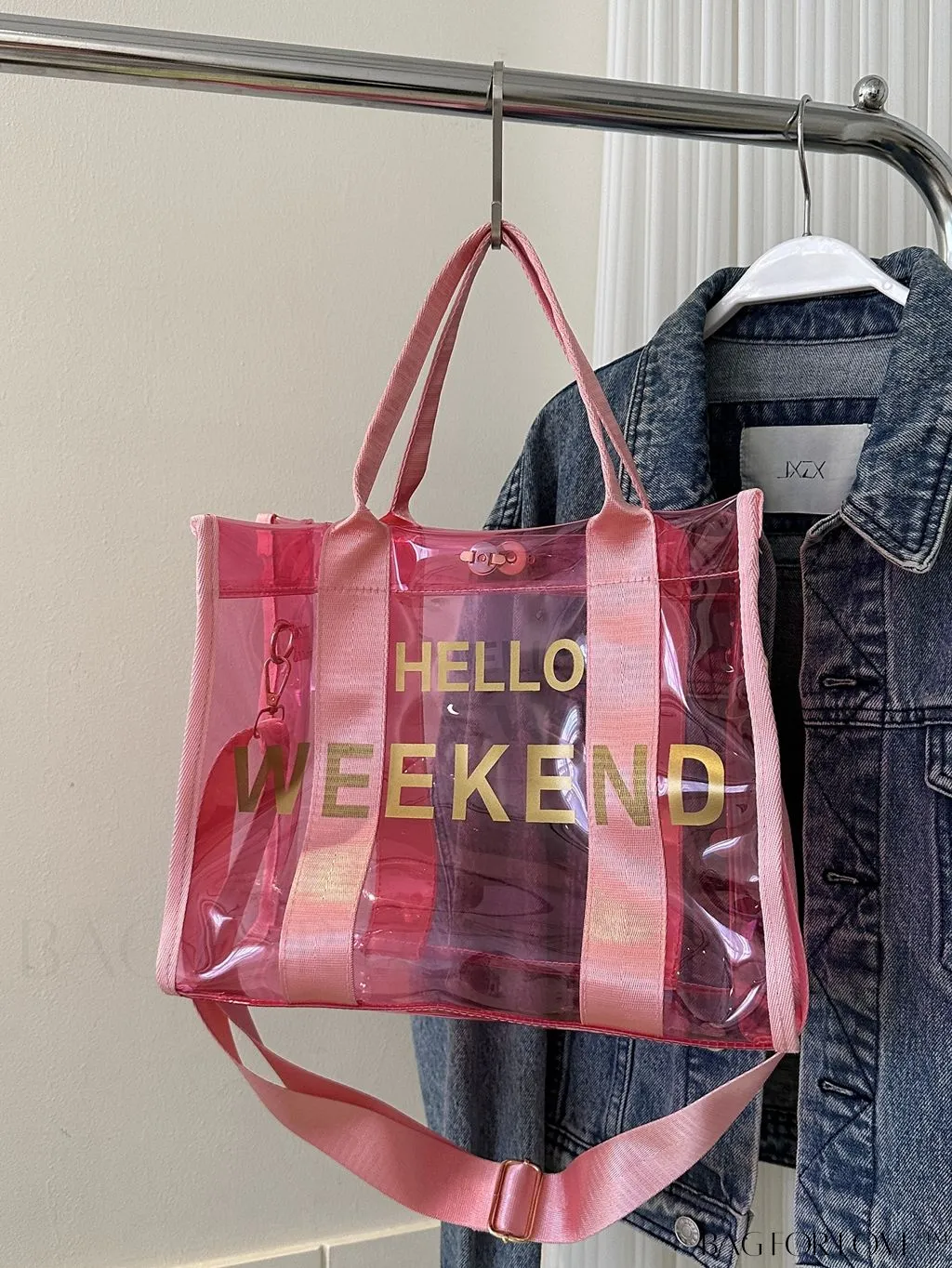 BagForLove - Stylish Transparent PVC Tote Bag for Fashionable Women with Letter Print