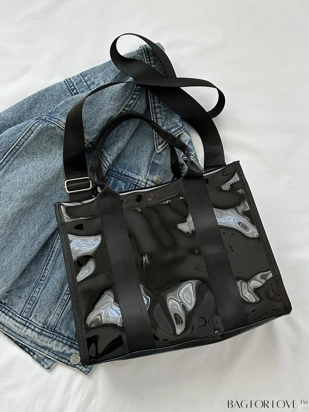 BagForLove - Stylish Transparent PVC Tote Bag for Fashionable Women with Letter Print