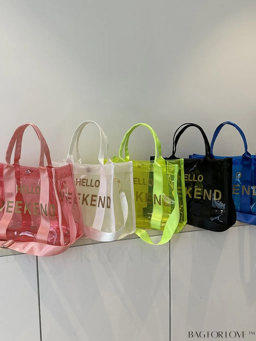 BagForLove - Stylish Transparent PVC Tote Bag for Fashionable Women with Letter Print
