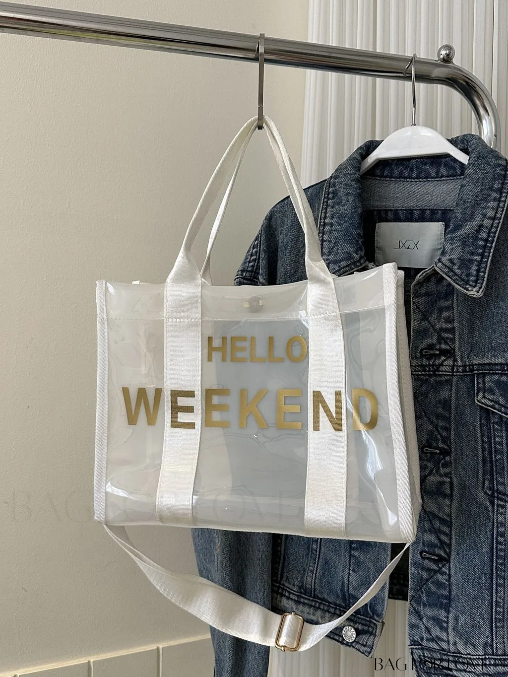 BagForLove - Stylish Transparent PVC Tote Bag for Fashionable Women with Letter Print