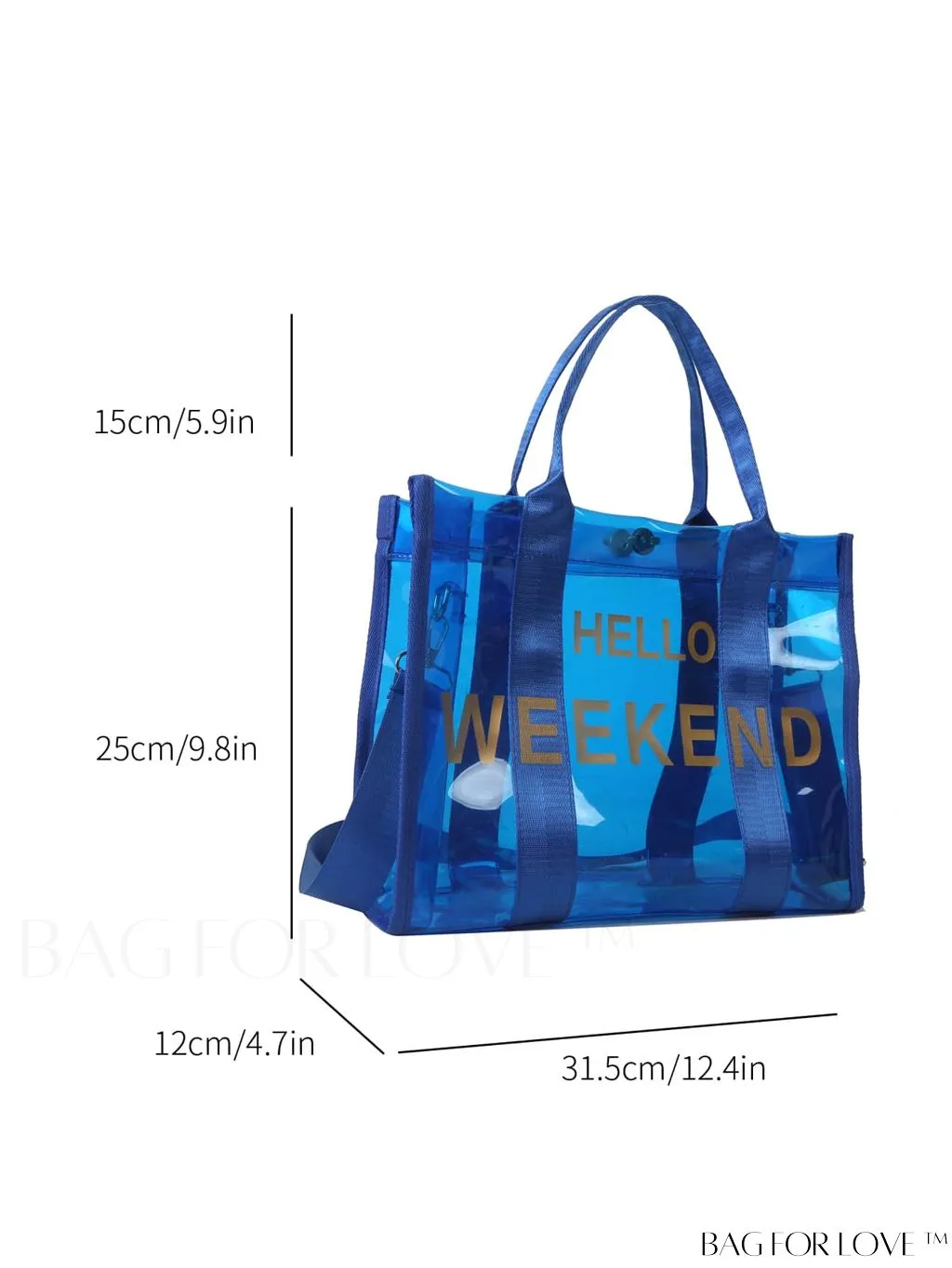 BagForLove - Stylish Transparent PVC Tote Bag for Fashionable Women with Letter Print