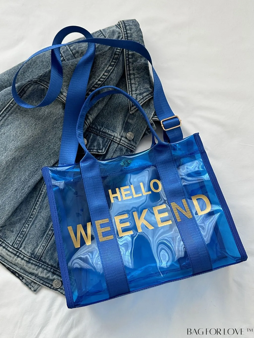 BagForLove - Stylish Transparent PVC Tote Bag for Fashionable Women with Letter Print