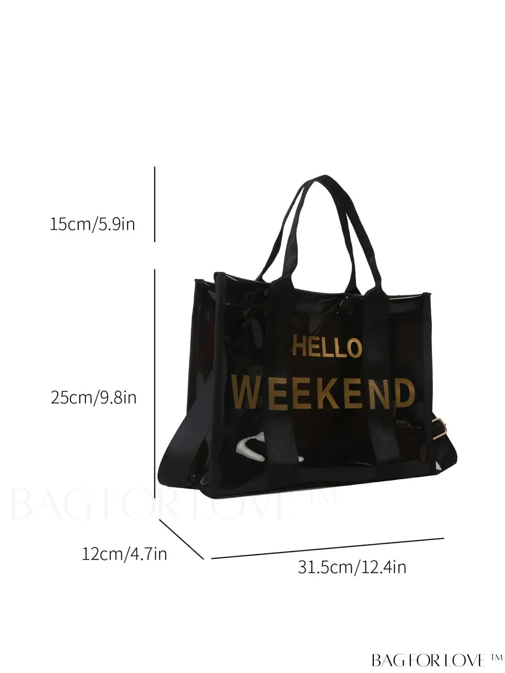 BagForLove - Stylish Transparent PVC Tote Bag for Fashionable Women with Letter Print
